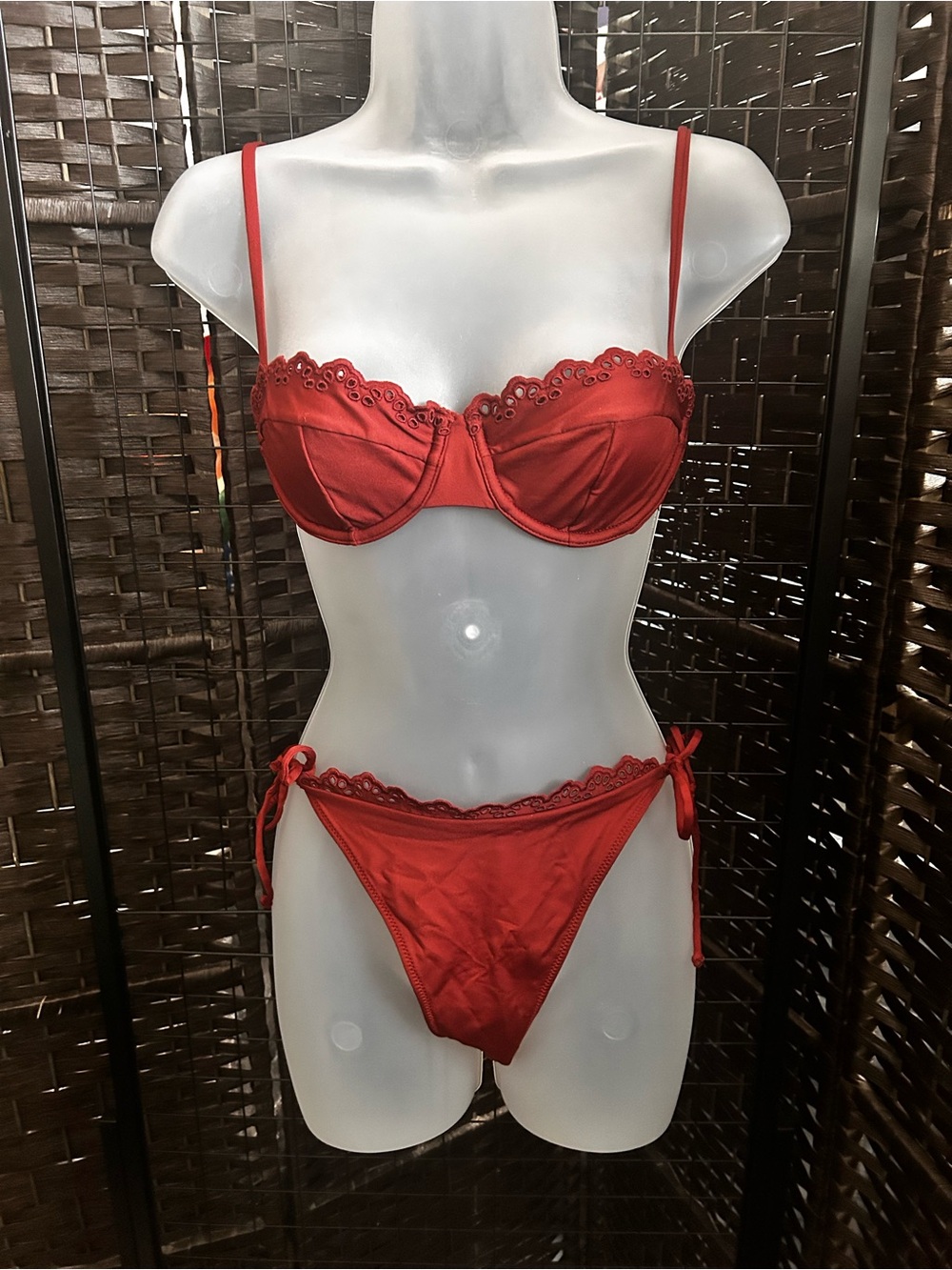 H&M Brick Red Tie-Side Bikini Bottom